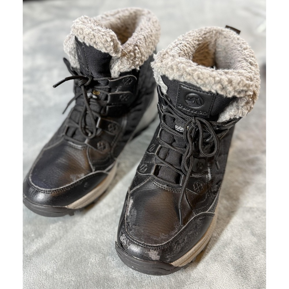 Tamarack Boots Womens Size 8 Black Faux Shearling Lined Winter Snow T-RF1867